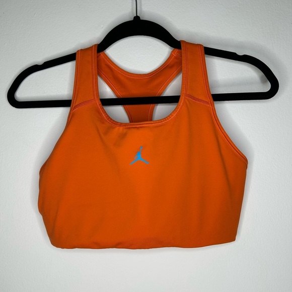Nike JORDAN Jumpman Sports Bra In Orange/ Blue Lagoon Size Large - Picture 2 of 6